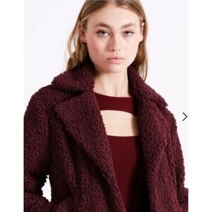 NWT Vintage Hot Kiss Fuzzy Burgundy Coat Jacket